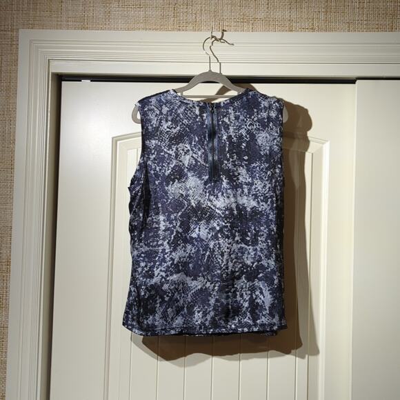 Jones New York Collection Navy Sequin Snakeskin Print Trim & Back Tank Size 14 - Picture 3 of 10